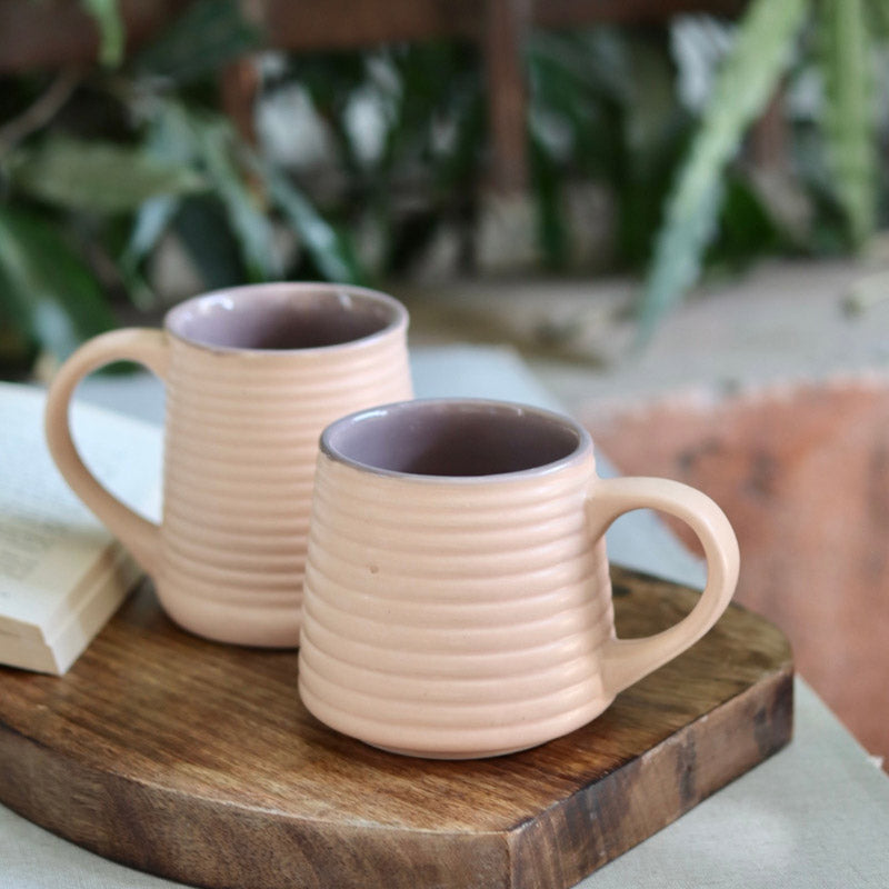 Buy Venia Cream Ceramic Mug (220 ML) - Set of Two Mug & Tea Cup from Vaaree