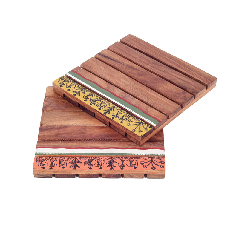 Hot Mat - Alda Wooden Trivet - Set Of Two