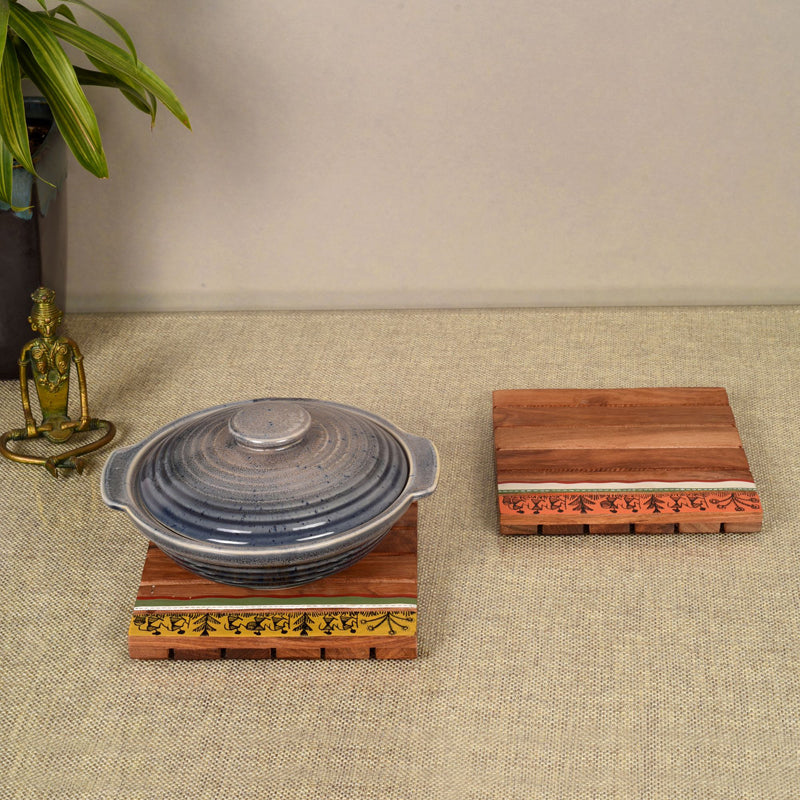 Hot Mat - Alda Wooden Trivet - Set Of Two