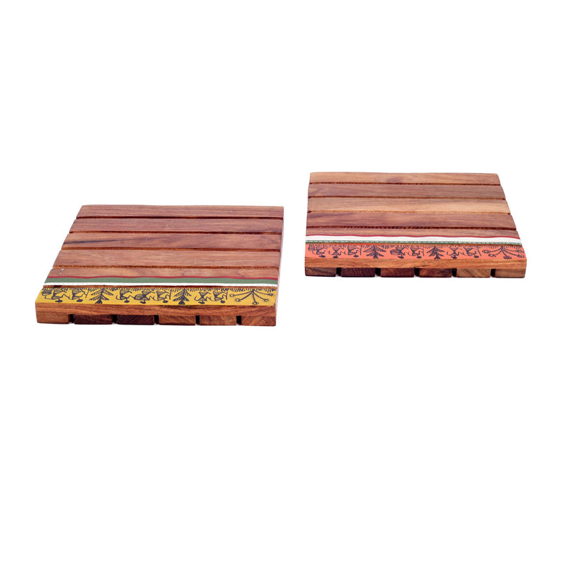 Hot Mat - Alda Wooden Trivet - Set Of Two