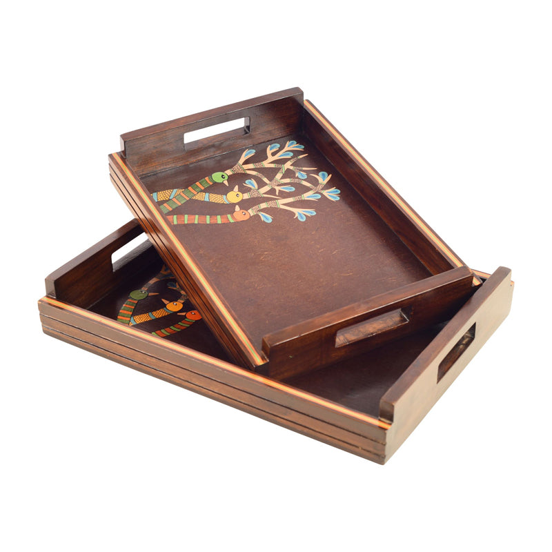 Buy Chirpy Birdies Handcrafted Serving Tray Serving Tray from Vaaree