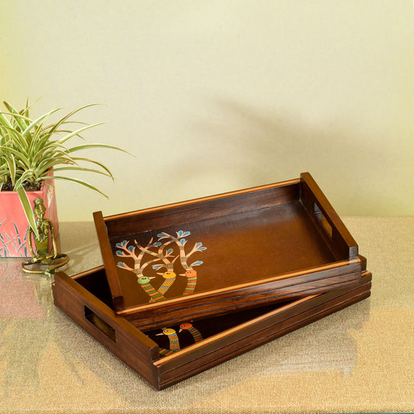 Buy Chirpy Birdies Handcrafted Serving Tray Serving Tray from Vaaree