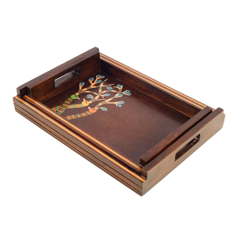 Buy Chirpy Birdies Handcrafted Serving Tray Serving Tray from Vaaree