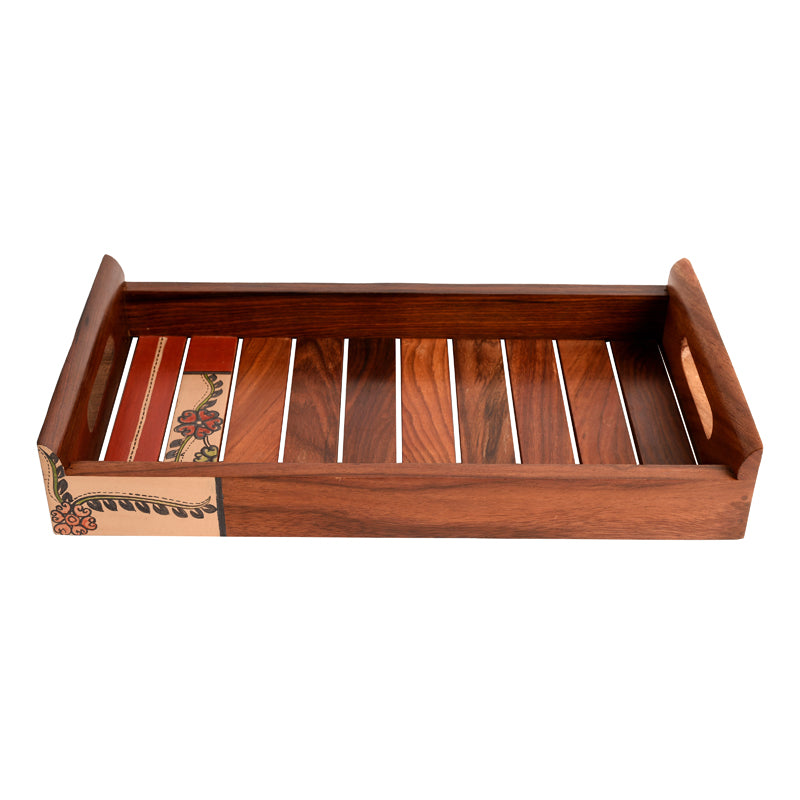 Buy Gala Handpainted Sheesham Wood Serving Tray Serving Tray from Vaaree