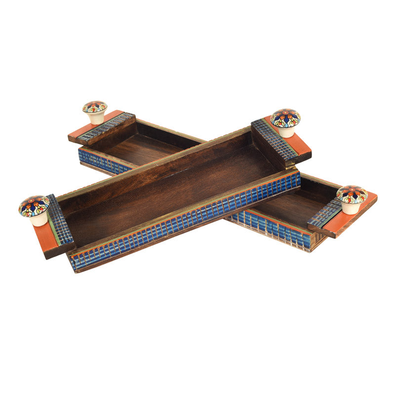 Buy Riana Handcrafted Serving Tray - Set Of Two Serving Tray from Vaaree