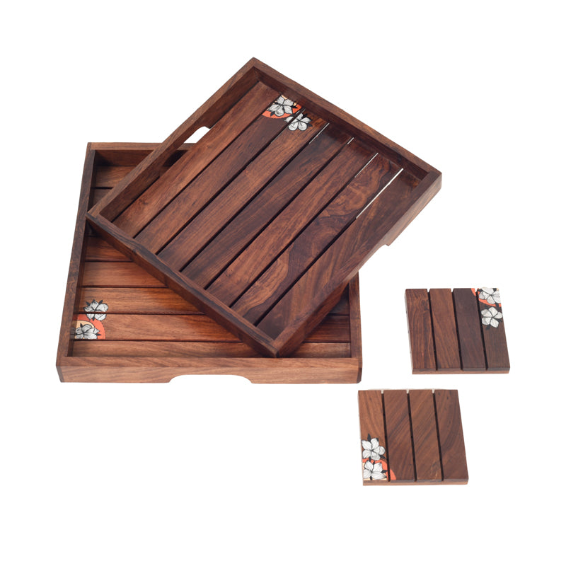 Serving Tray - Elco Rosewood Serving Tray - Four Piece Set