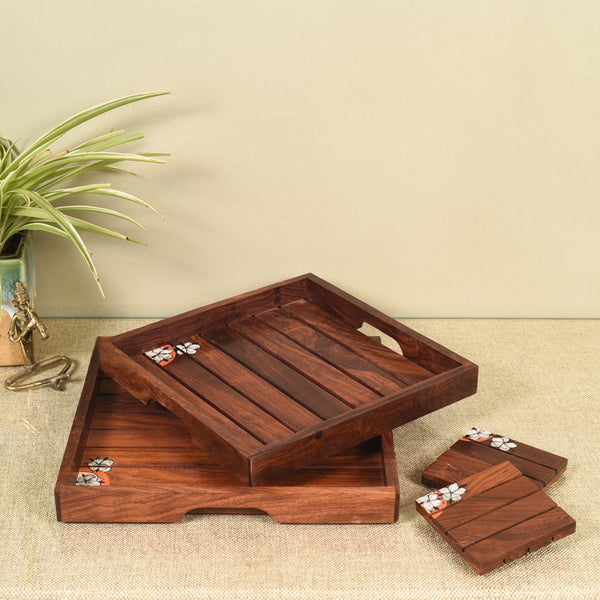 Serving Tray - Elco Rosewood Serving Tray - Four Piece Set