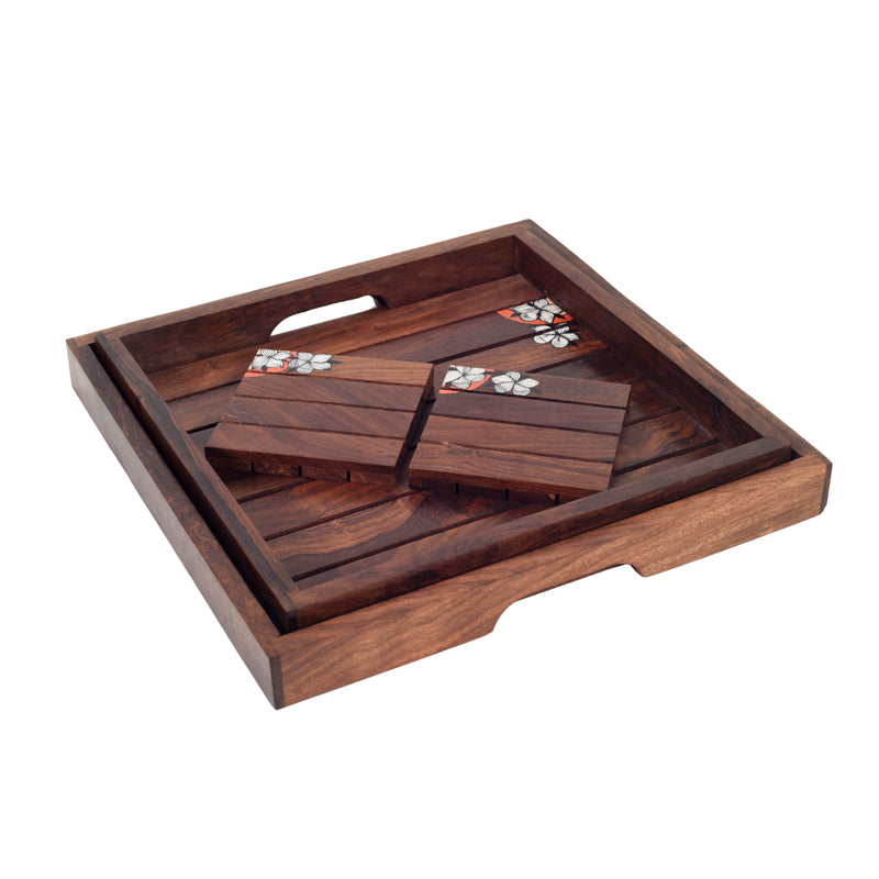 Serving Tray - Elco Rosewood Serving Tray - Four Piece Set