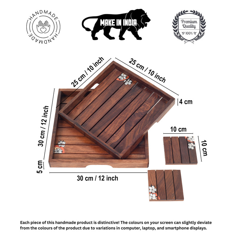 Buy Elco Rosewood Serving Tray - Four Piece Set Serving Tray from Vaaree