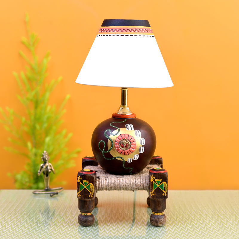 Table Lamp - Earthen Table Lamp With Manji