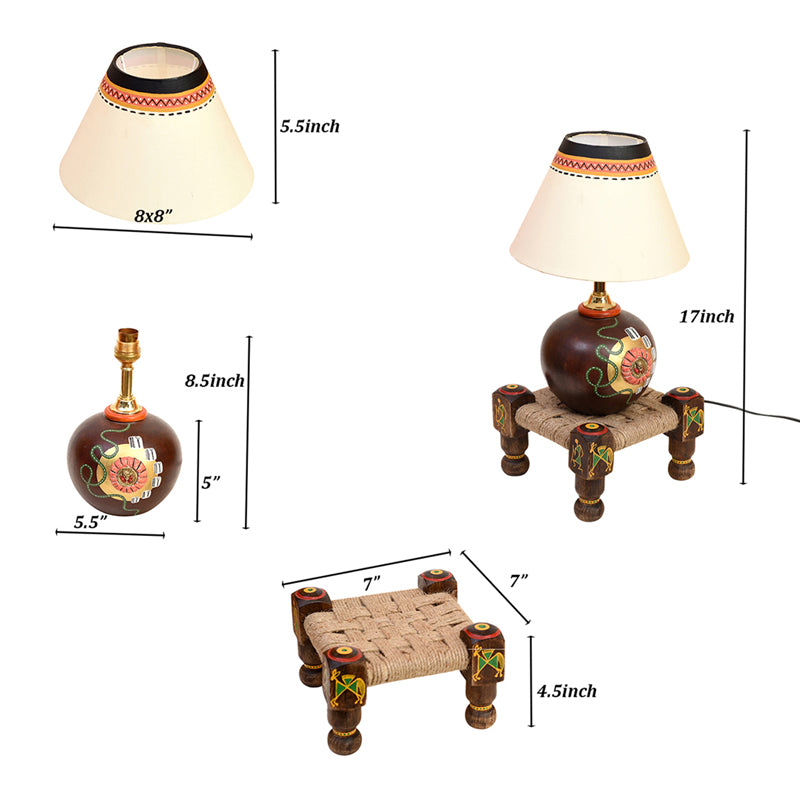 Table Lamp - Earthen Table Lamp With Manji