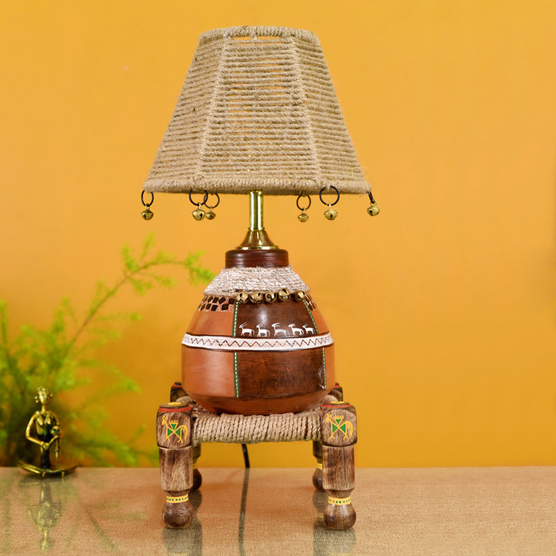 Table Lamp - Giva Hand Knitted Jute Lamp With Manji