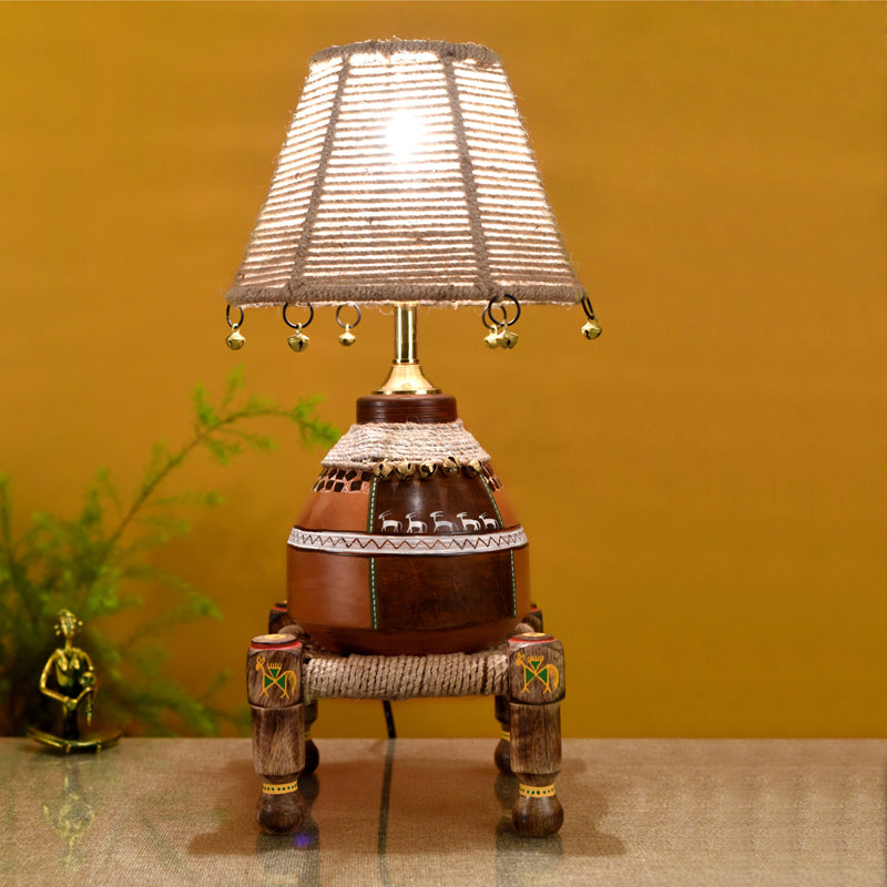 Table Lamp - Giva Hand Knitted Jute Lamp With Manji