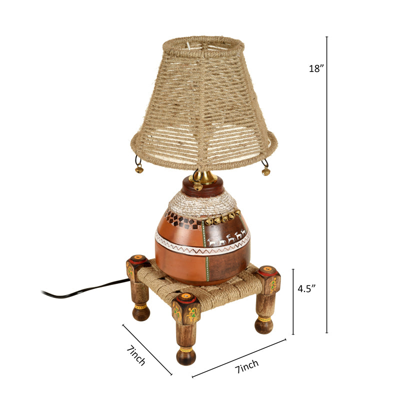 Table Lamp - Giva Hand Knitted Jute Lamp With Manji