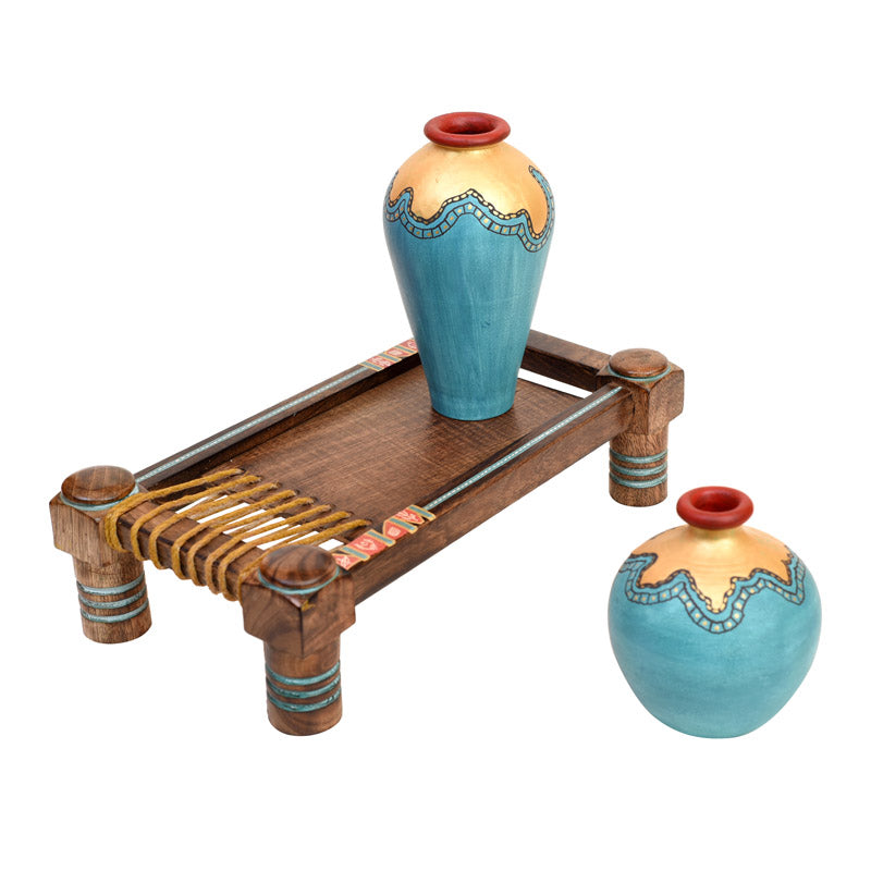 Buy Malini Vase & Mini Charpai - Three Piece Set Vase from Vaaree