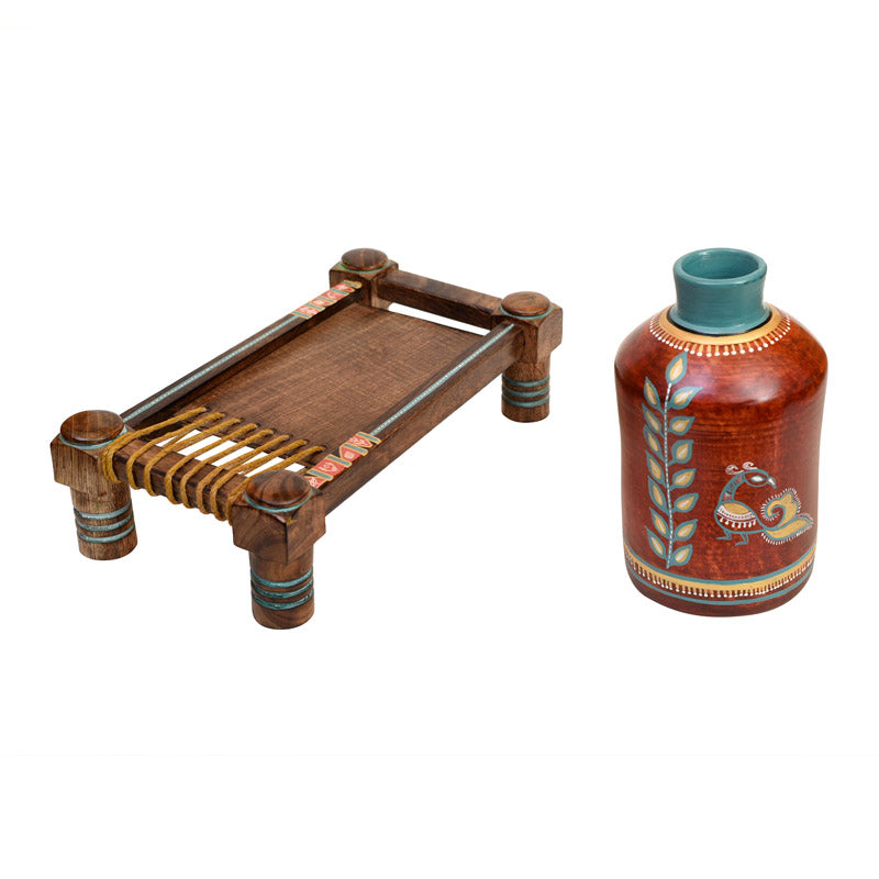 Buy Anika Vase & Mini Charpai - Two Piece Set Vase from Vaaree