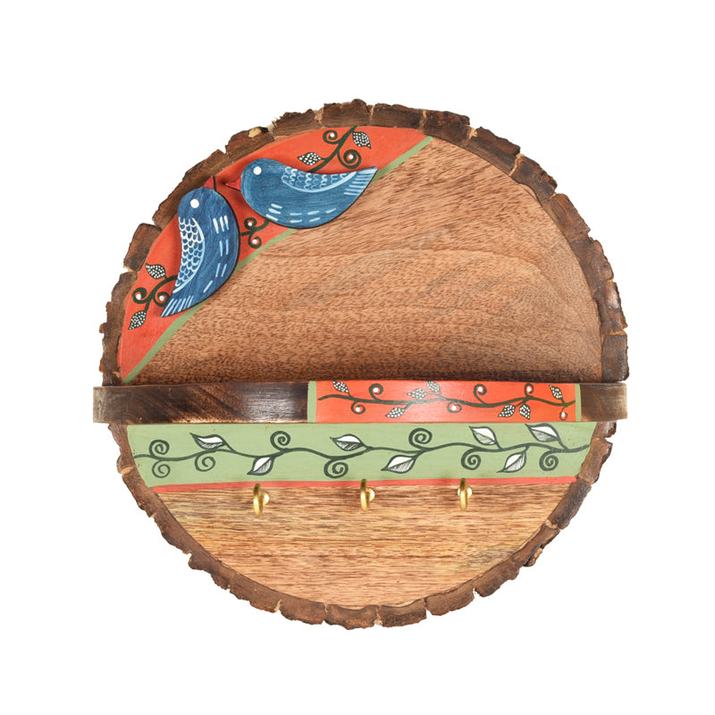 Buy Bird Bark Wall Shelf With Key Hanger Hooks & Key Holders from Vaaree