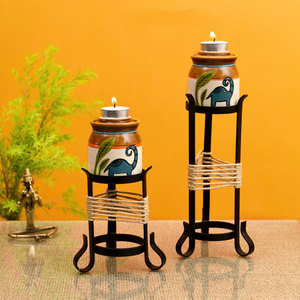 Buy Hima Tealight Candle Holder With Jar Candle Holders from Vaaree