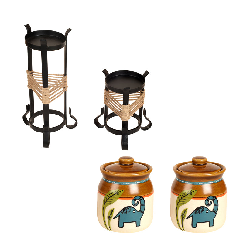 Buy Hima Tealight Candle Holder With Jar Candle Holders from Vaaree