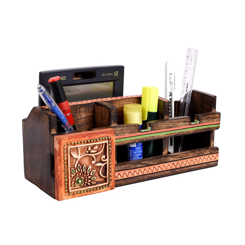 Buy Miya Handcrafted Wooden Stationary Stand Desk Organiser from Vaaree