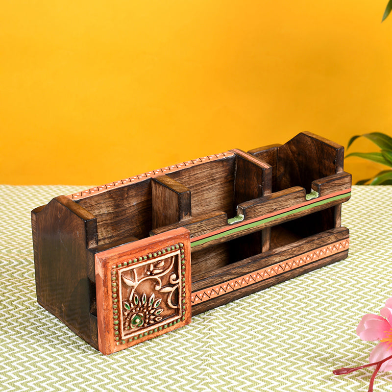 Buy Miya Handcrafted Wooden Stationary Stand Desk Organiser from Vaaree