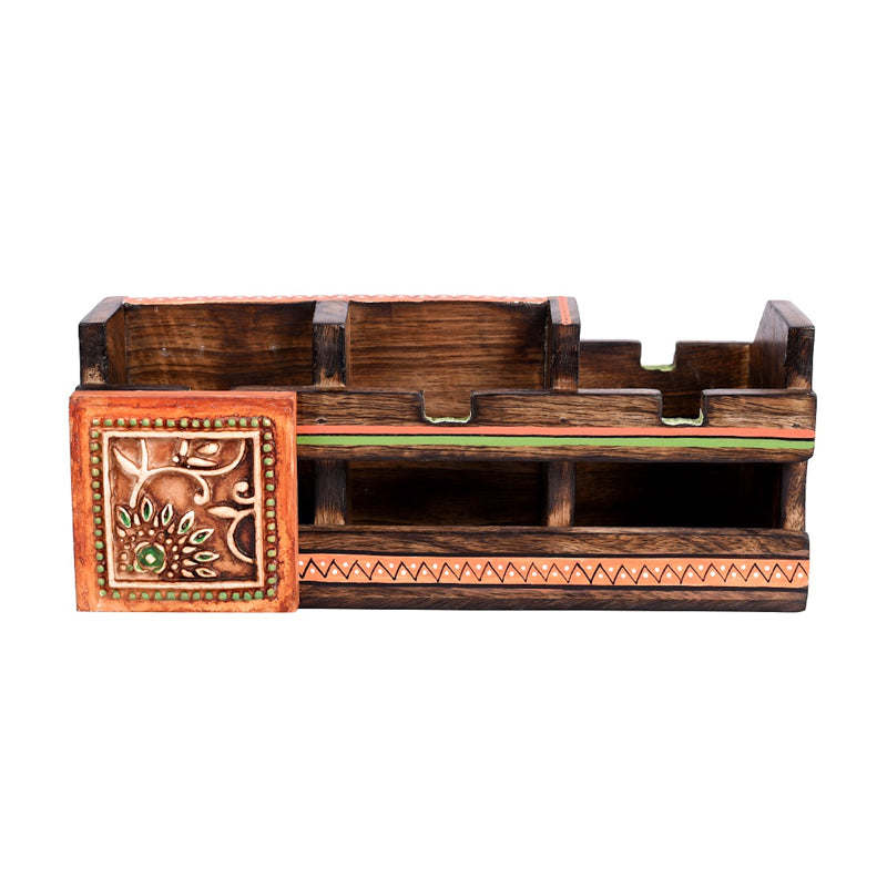 Buy Miya Handcrafted Wooden Stationary Stand Desk Organiser from Vaaree