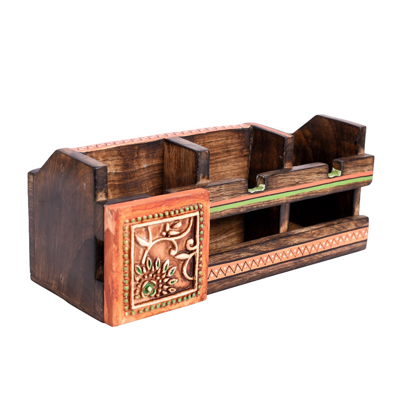 Buy Miya Handcrafted Wooden Stationary Stand Desk Organiser from Vaaree