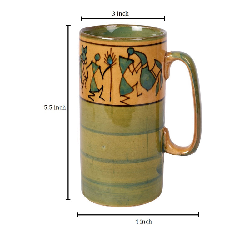 Buy Warli Sip Ceramic Mug (300 ML) - Set Of Two Mug & Tea Cup from Vaaree