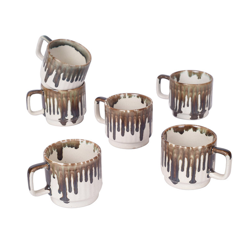 Buy Radhya Ceramic Cup (150 ML) - Set of Six Tea Cup & Saucer from Vaaree