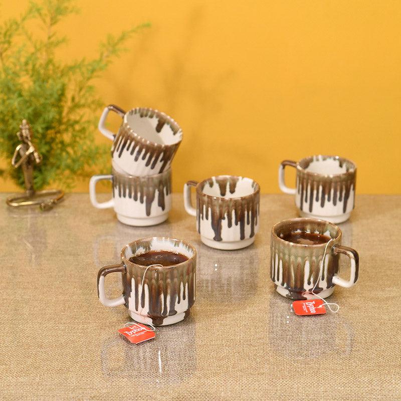 Buy Radhya Ceramic Cup (150 ML) - Set of Six Tea Cup & Saucer from Vaaree