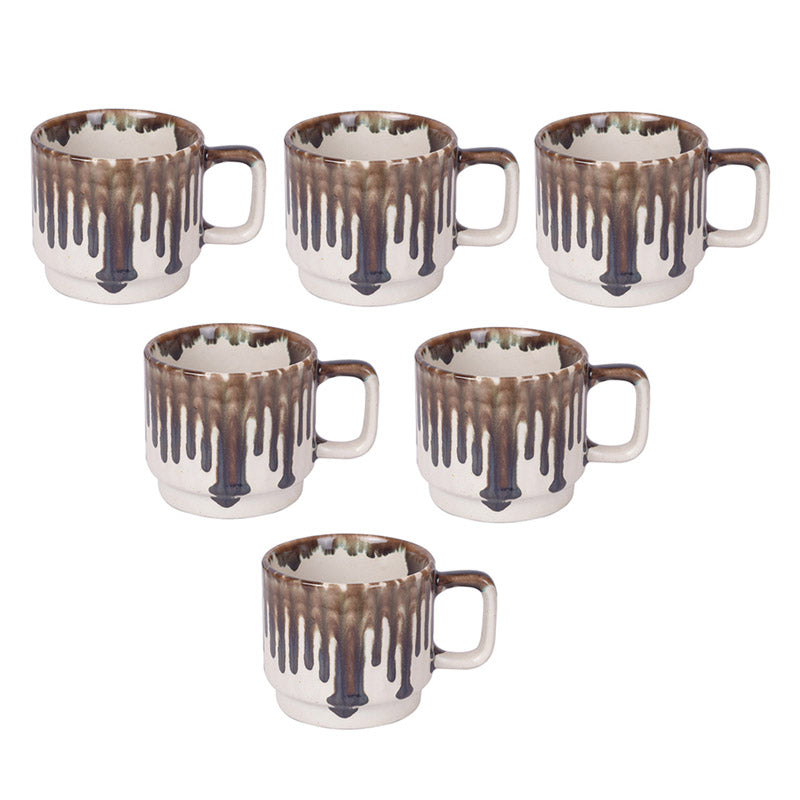 Buy Radhya Ceramic Cup (150 ML) - Set of Six Tea Cup & Saucer from Vaaree