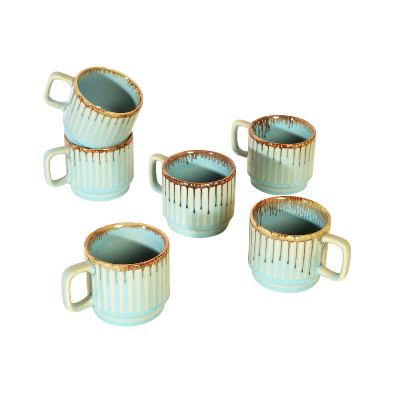 Buy Indradhanush Ceramic Cup (150 ML) - Set of Six Tea Cup & Saucer from Vaaree