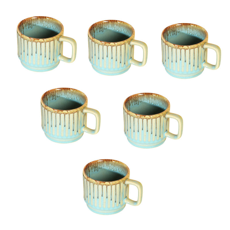 Buy Indradhanush Ceramic Cup (150 ML) - Set of Six Tea Cup & Saucer from Vaaree