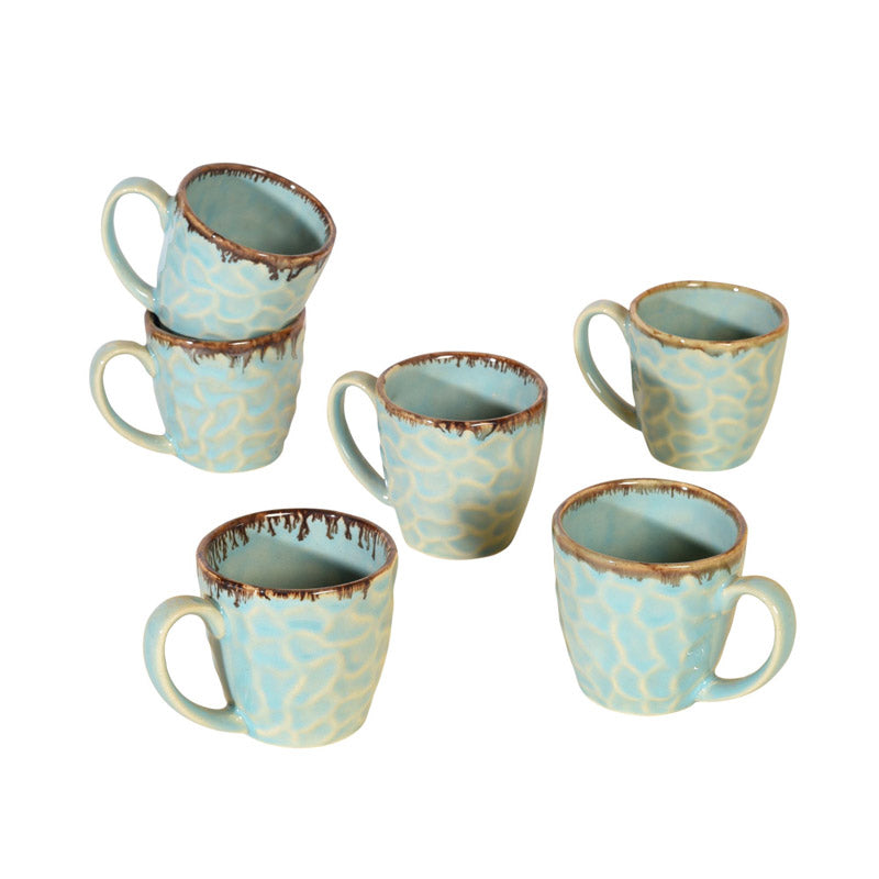 Buy Indrashis Ceramic Cup (150 ML) - Set of Six Tea Cup & Saucer from Vaaree