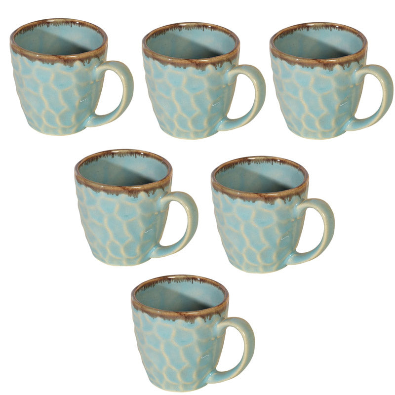 Buy Indrashis Ceramic Cup (150 ML) - Set of Six Tea Cup & Saucer from Vaaree