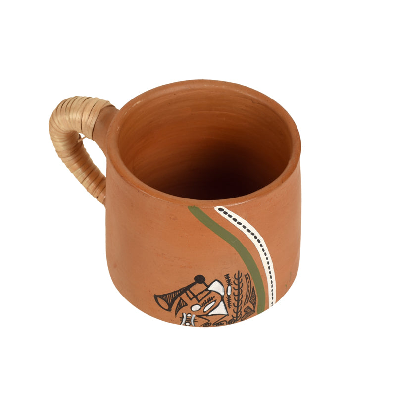 Mug & Tea Cup - Tribal Sip Cup With Caned Handle (150 ML) - Sett Of Six