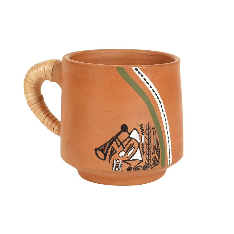 Mug & Tea Cup - Tribal Sip Cup With Caned Handle (150 ML) - Sett Of Six