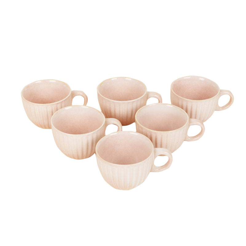 Buy Rihaana Ceramic Cup (135 ML) - Set of Six Tea Cup & Saucer from Vaaree