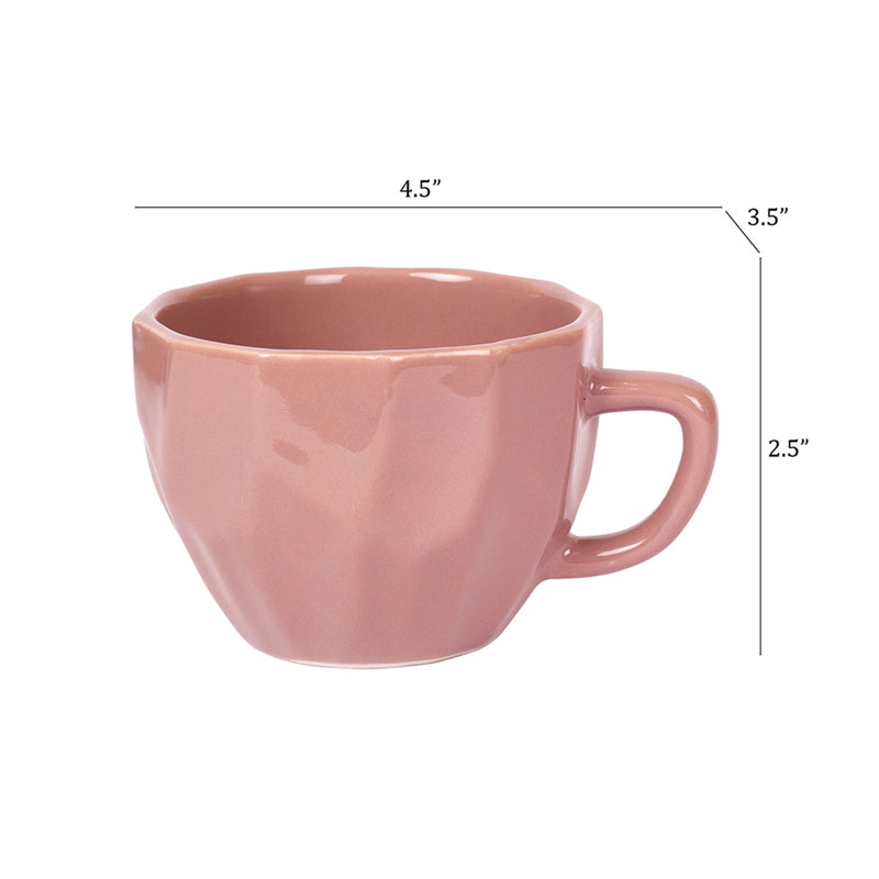 Mug & Tea Cup - Frisa Pink Ceramic Cup (150 ML) - Set Of Six