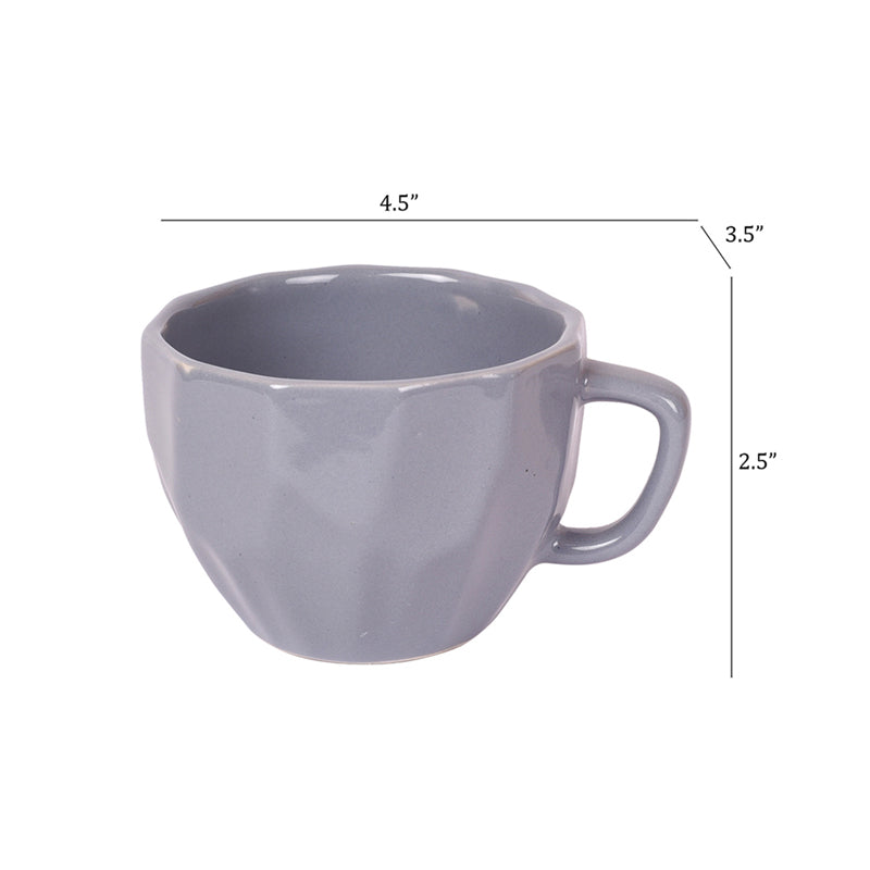 Mug & Tea Cup - Frisa Grey Ceramic Cup (150 ML) - Set Of Six