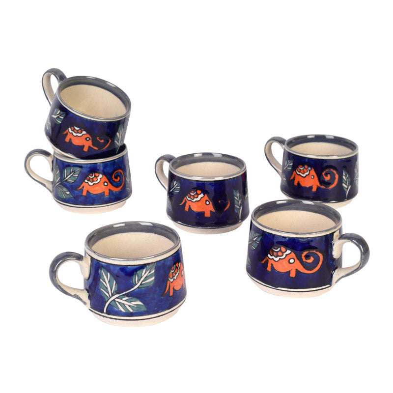 Buy Tusker Grace Ceramic Cup (140 ML) - Set of Six Tea Cup & Saucer from Vaaree