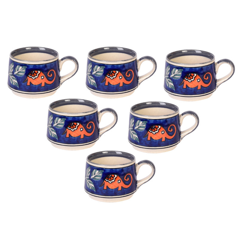 Buy Tusker Grace Ceramic Cup (140 ML) - Set of Six Tea Cup & Saucer from Vaaree