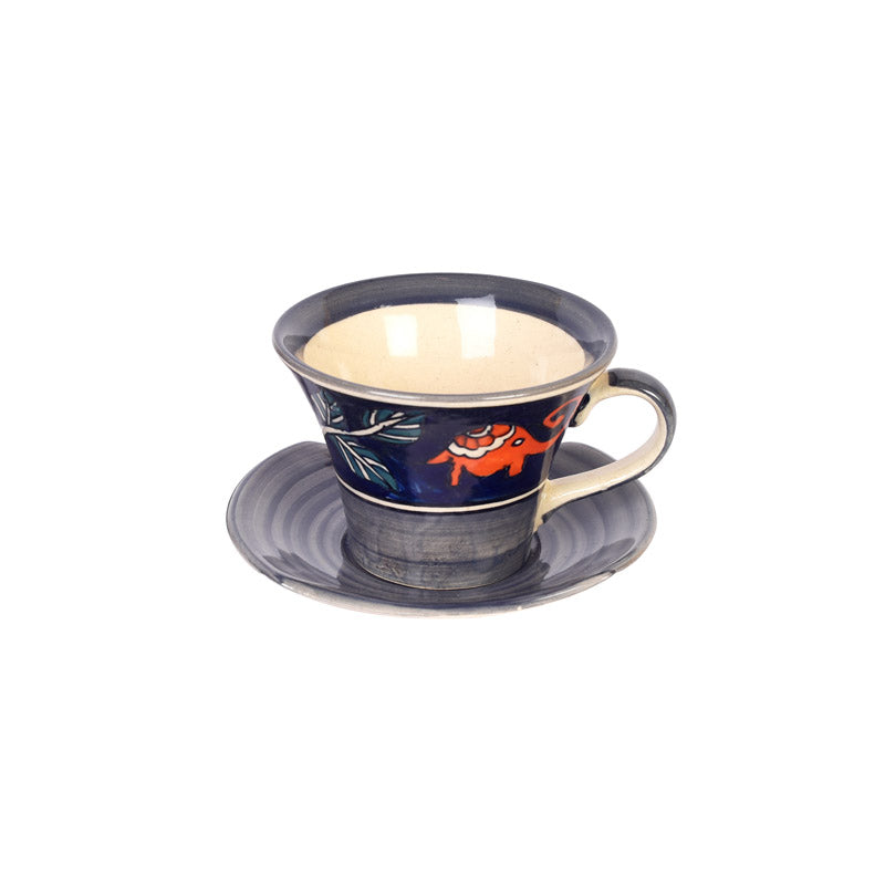 Buy Tusker Grace Ceramic Cup & Saucer (135 ML) - Twelve Piece Set Tea Cup & Saucer from Vaaree