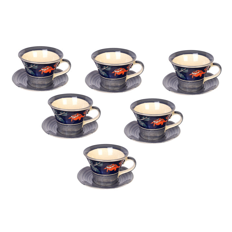 Buy Tusker Grace Ceramic Cup & Saucer (135 ML) - Twelve Piece Set Tea Cup & Saucer from Vaaree