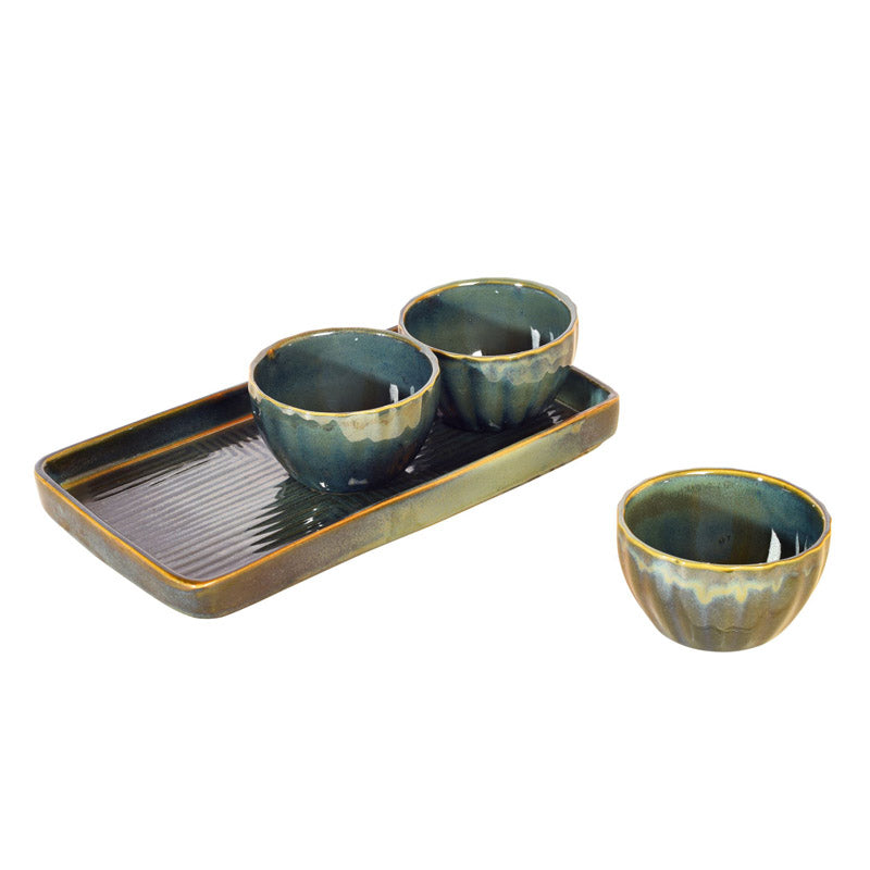 Buy Infantof Ceramic Serving Bowl With Tray - Four Piece Set Mug & Tea Cup from Vaaree