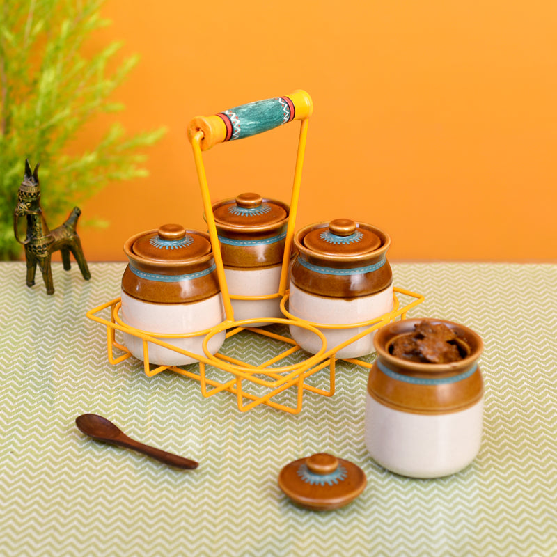 Buy Okra Condiment Set - Five piece Set Jar from Vaaree