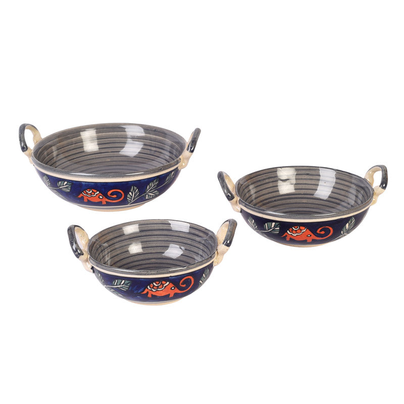 Buy Tusker Grace Ceramic Serving Bowl - Set of Three Bowl from Vaaree