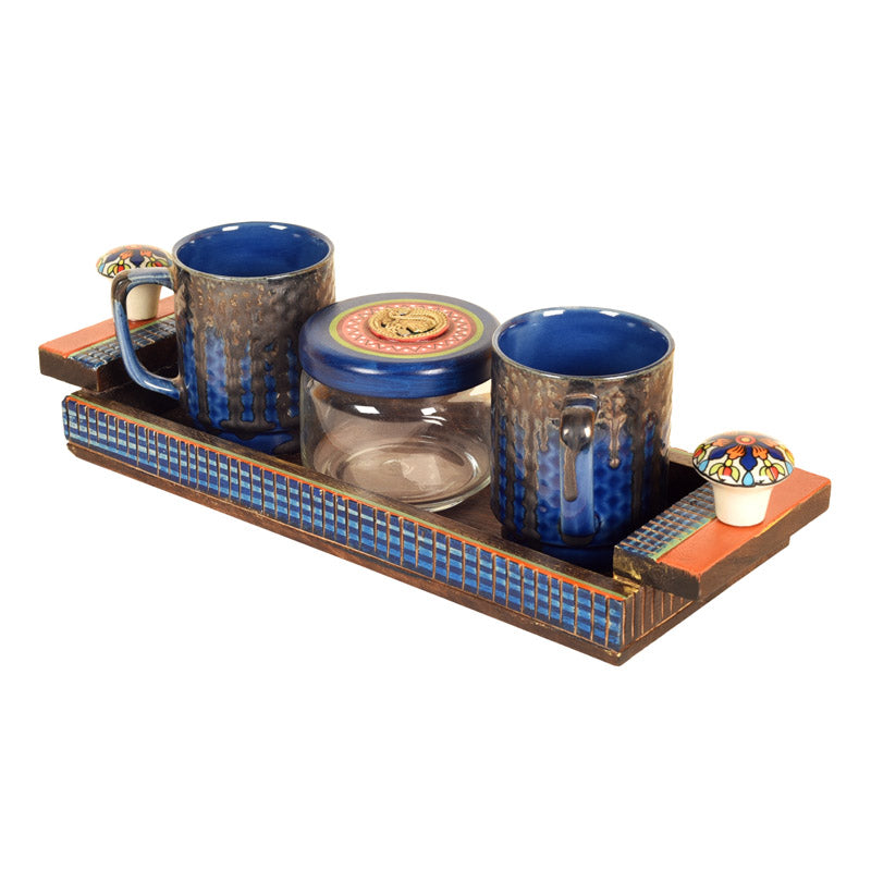 Buy Bhumi Handcrafted Breakfast Set - Set of Four Serving Tray from Vaaree