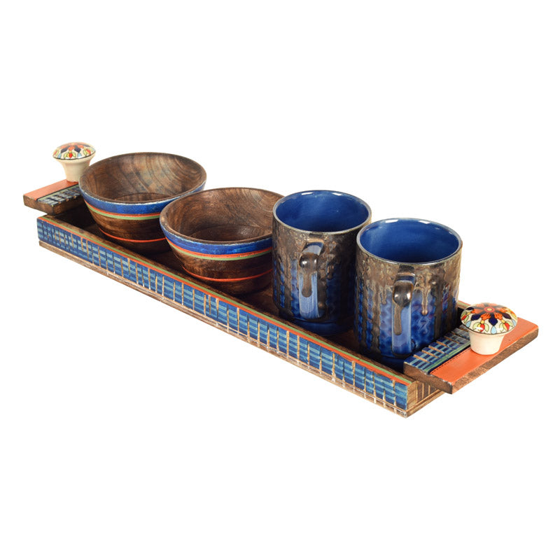 Buy Bhupali Handcrafted Breakfast Set - Set of Five Serving Tray from Vaaree