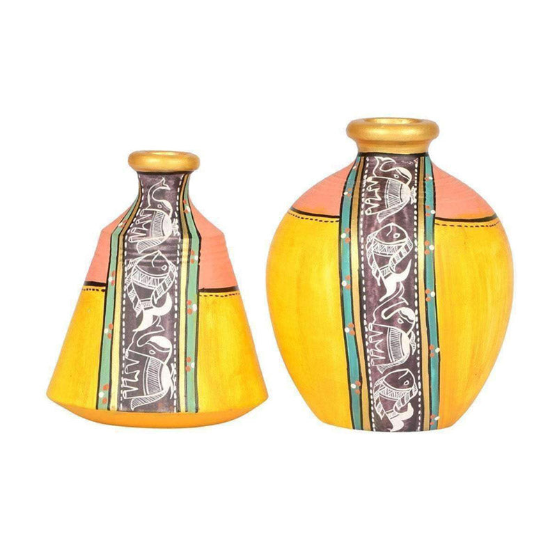 Buy Zainab Terracotta Vase - Two Piece Set Vase from Vaaree